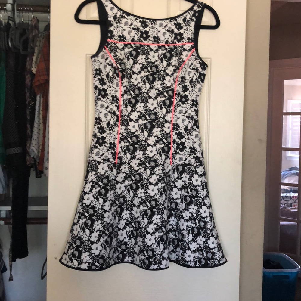Beautiful black white and pink Drop waist dress